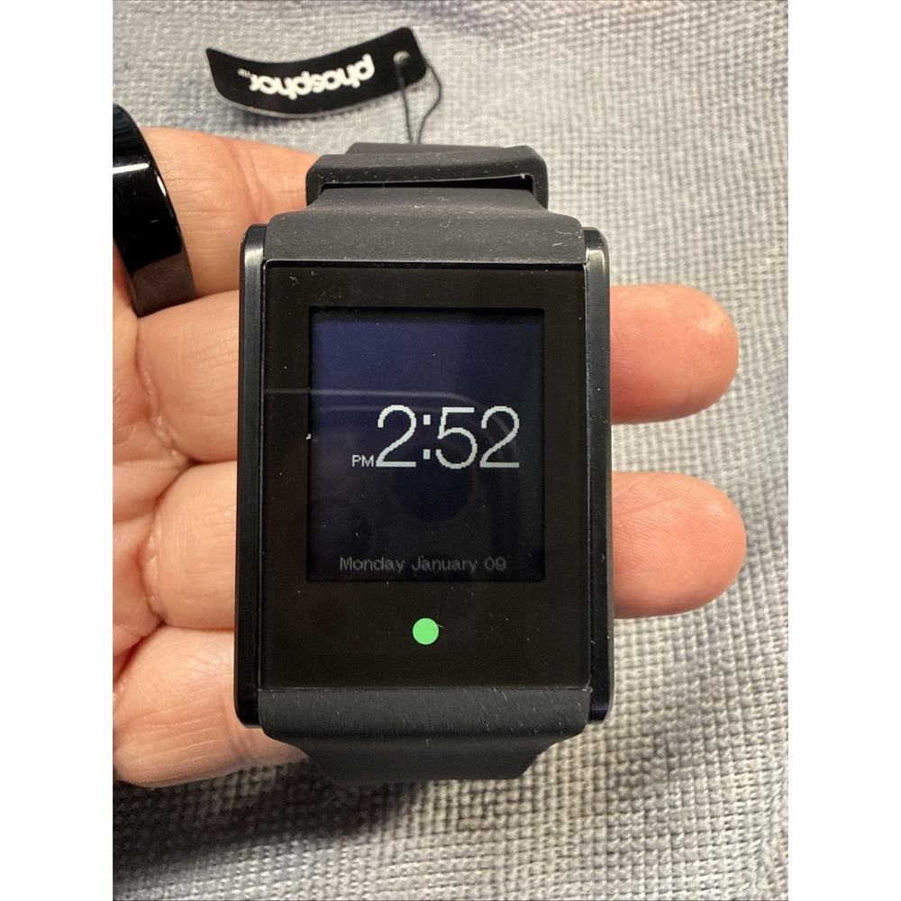 Phosphor Digital Quartz Black Silicone Band Black Stainless Case NEW Battery